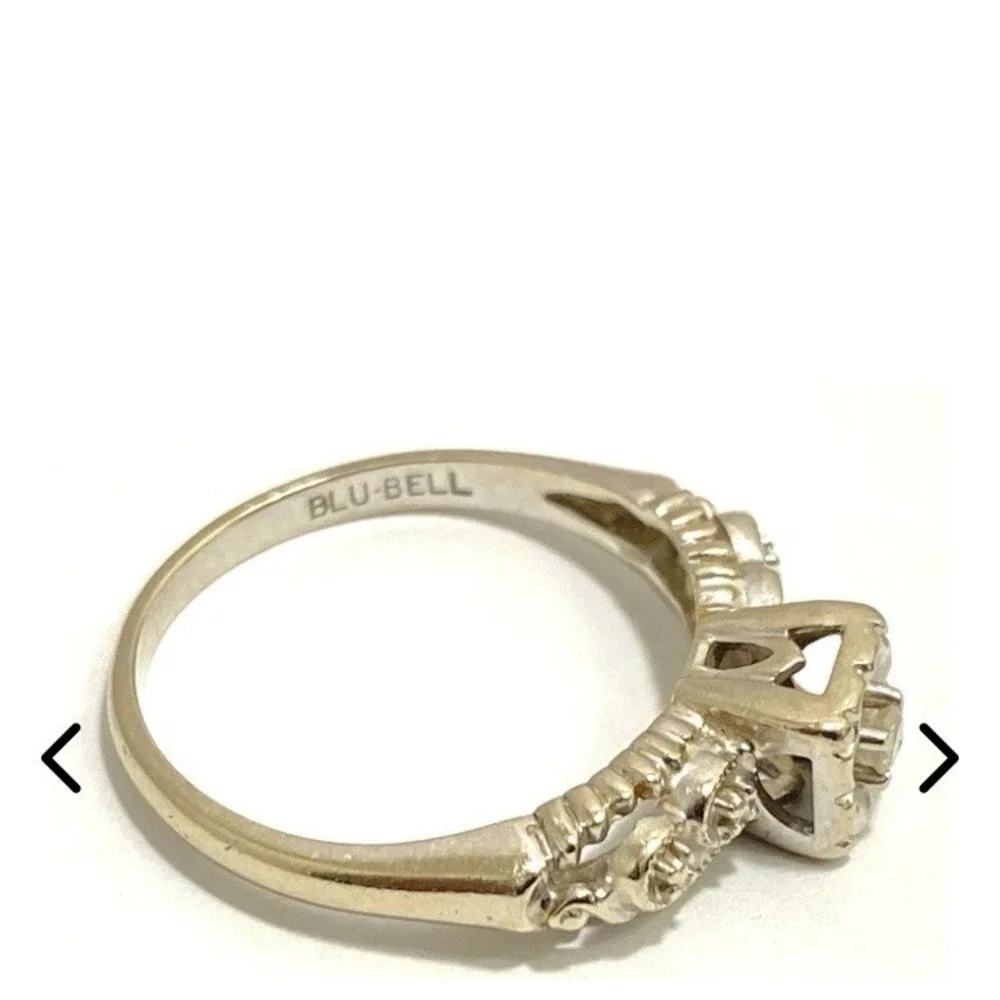 Beautiful Antique 14k White Gold Women's Diamond Engagement Ring TW 2.7g Sz.6.5